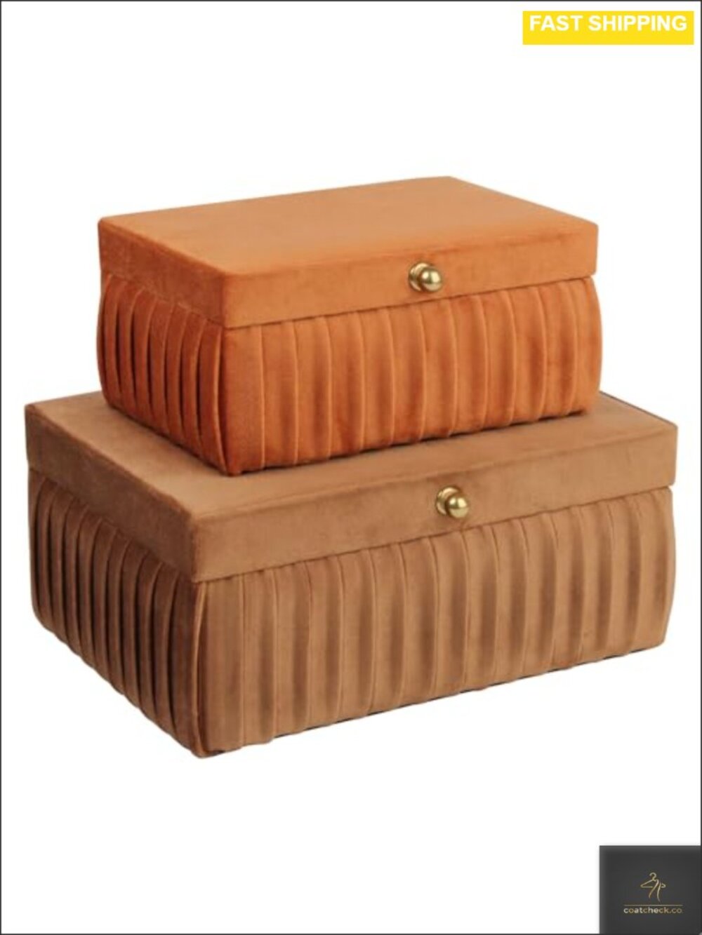 Velvet Decorative Jewelry Boxes Set of 2 with Handle Organizer